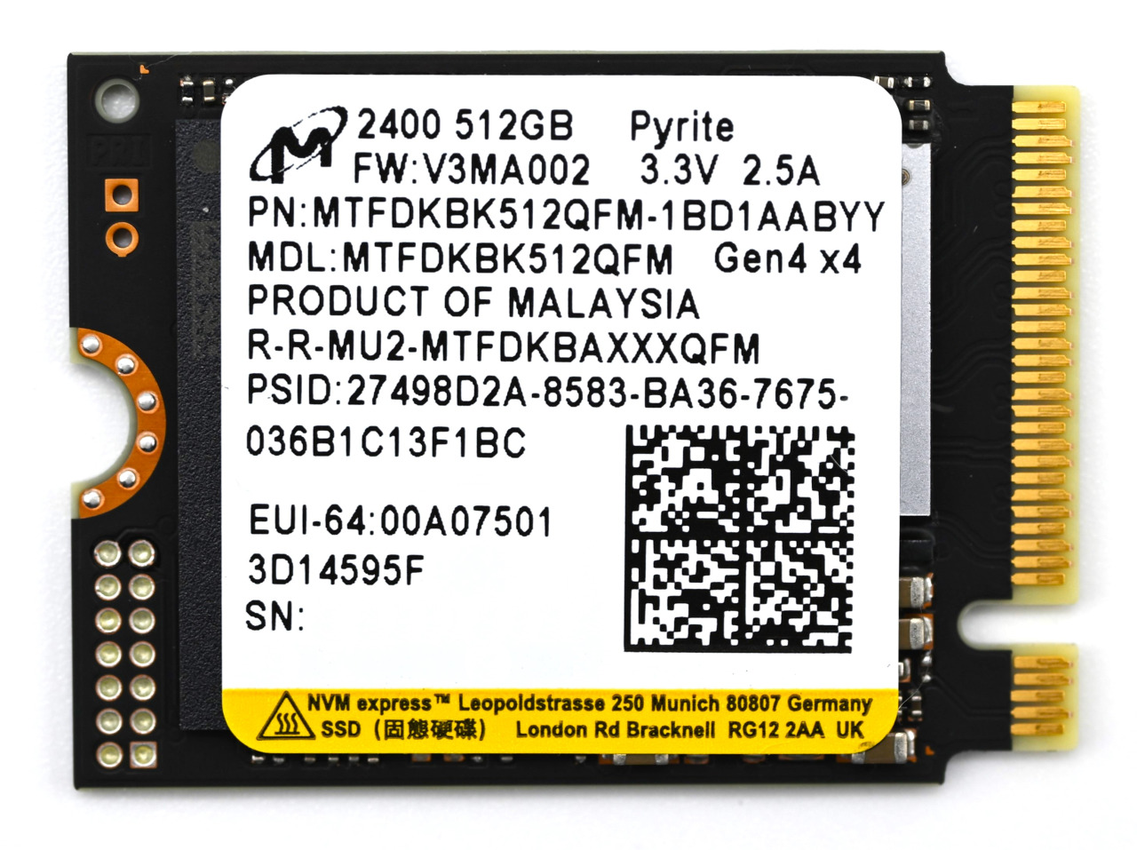 Micron 2400 512GB / 1TB / 2TB 2230 M.2 NVMe PCIe SSD Gen4 Solid State Steam Deck