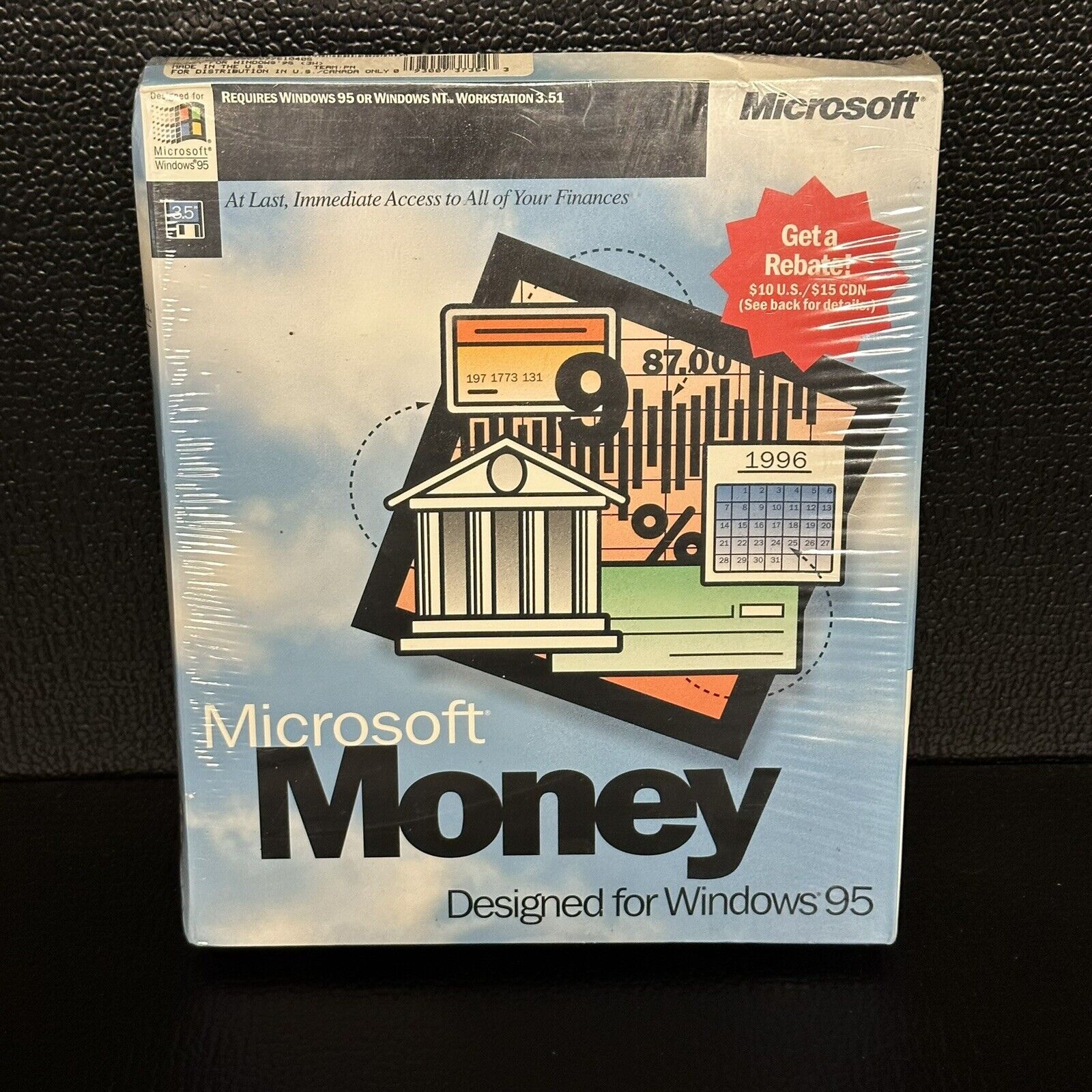Vintage Microsoft Money Designed For Windows 95 New Sealed