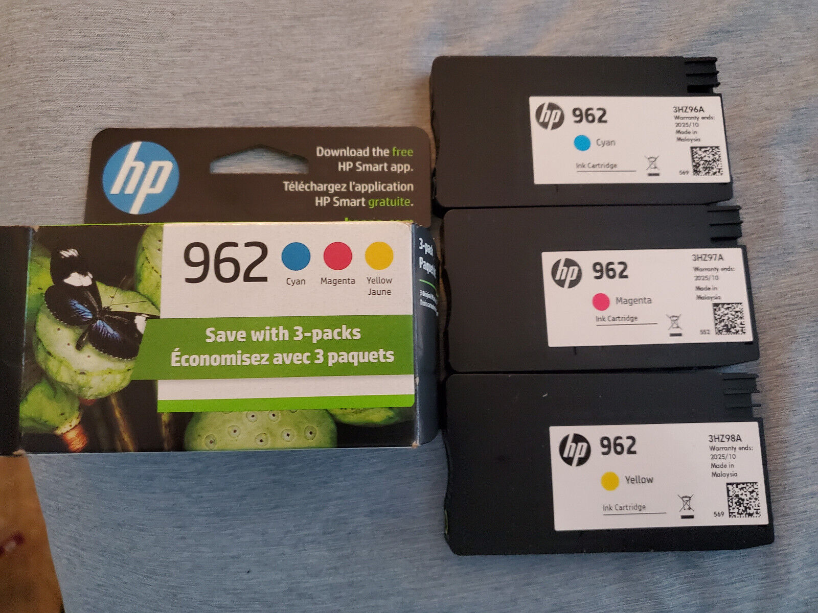 HP 962 3-Pack C/M/Y Ink Cartridge Exp 04/2024