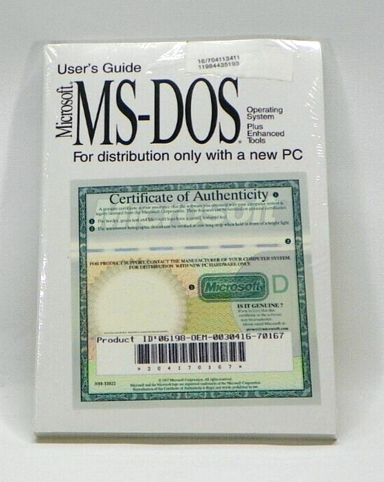 Sealed Vintage Microsoft MS-DOS OS User Guide Floppy Disks with Certificate V116