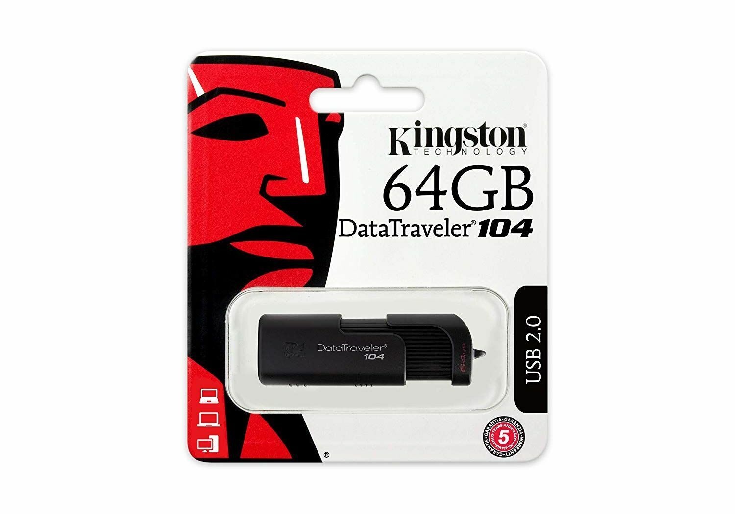 New Sealed Genuine Kingston 64GB flash drive USB2.0 DT104/64GB