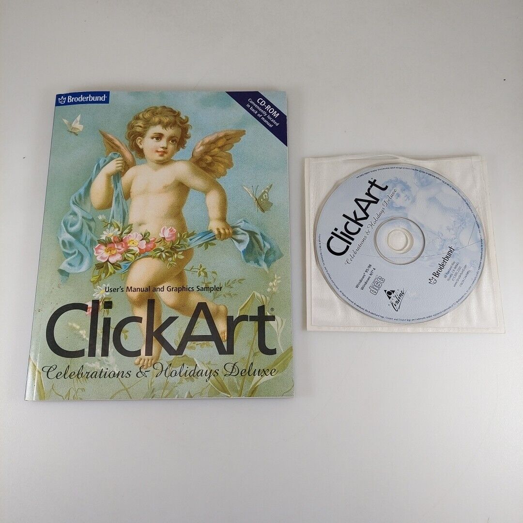 Broderbund ClickArt Celebrations & Holidays Deluxe PC CD-ROM & Book 1999 