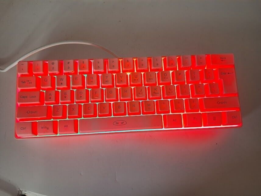 MageGee Mini 60% Gaming Keyboard RGB Backlit 61 Key Pink PC Desktop Laptop TS91