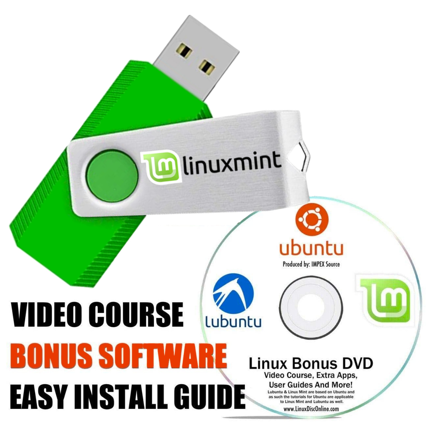Linux Mint 21 Vanessa 64-bit Linux Live Install 16 GB USB And Bonus DVD PC Mac