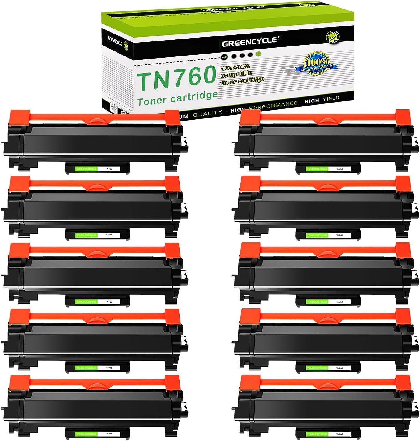 10PK TN760 Compatible For Toner Cartridge for Brother MFC-L2750DWXL DCP-L2550DW