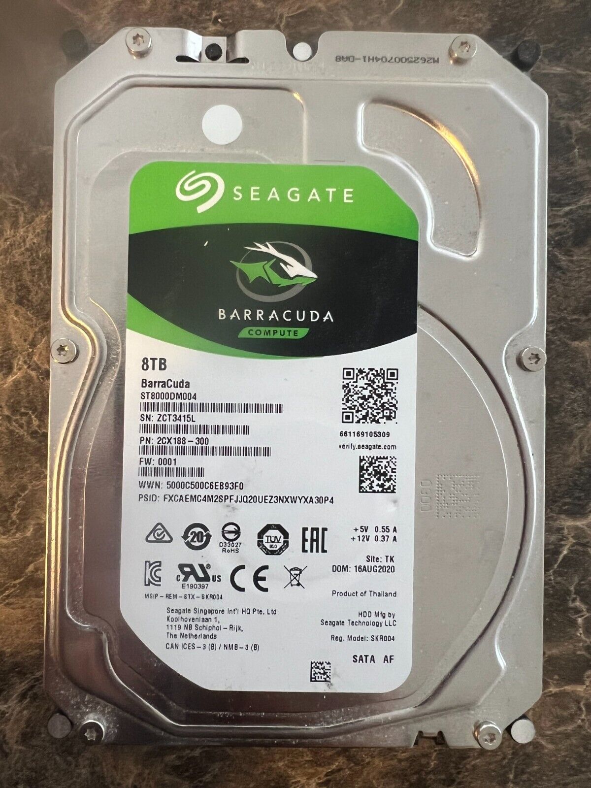 SEAGATE BARRACUDA ST8000DM004  8TB 5400RPM 256GB Cache 3.5