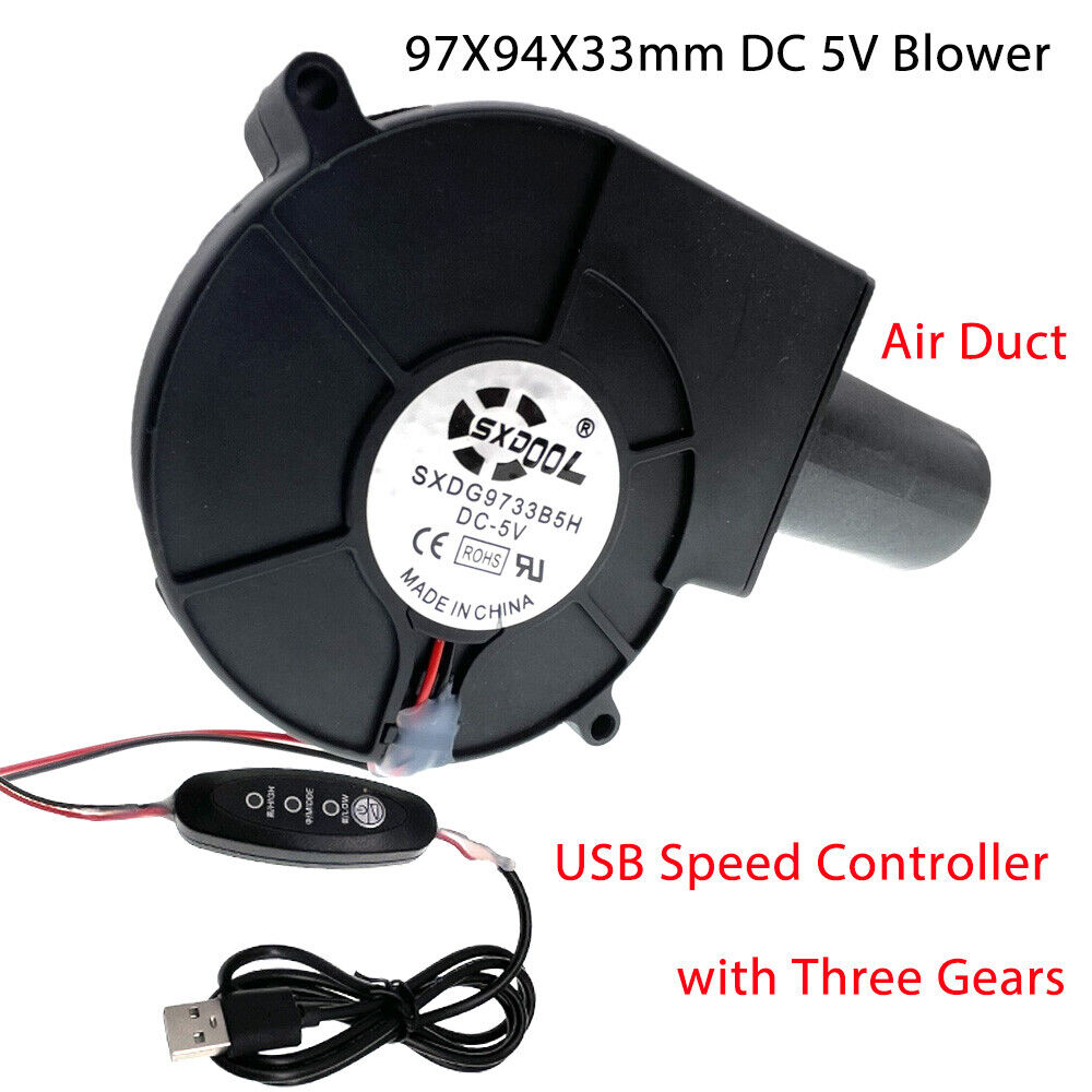 5V USB 9733 large air volume turbine with air outlet blower wood fire stove