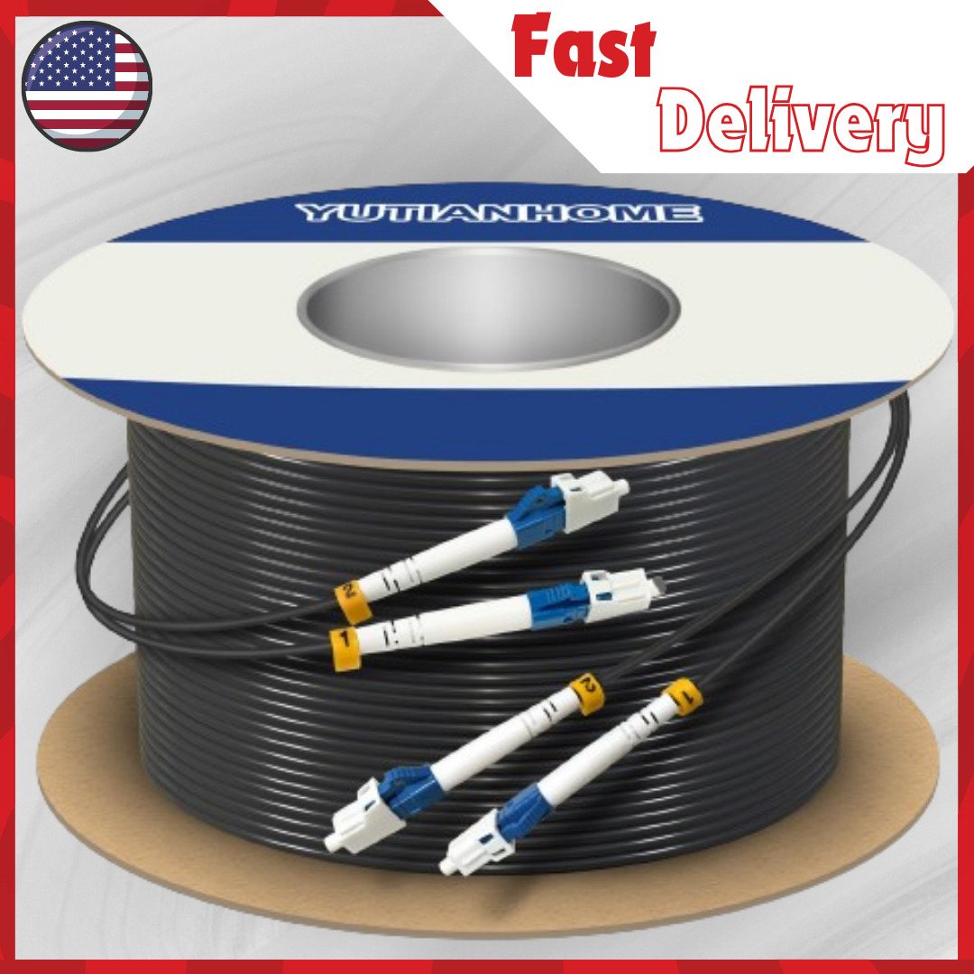 LC to LC Armored Duplex Fiber Patch Optic Cable Outdoor, Low Friction 500ft/150m
