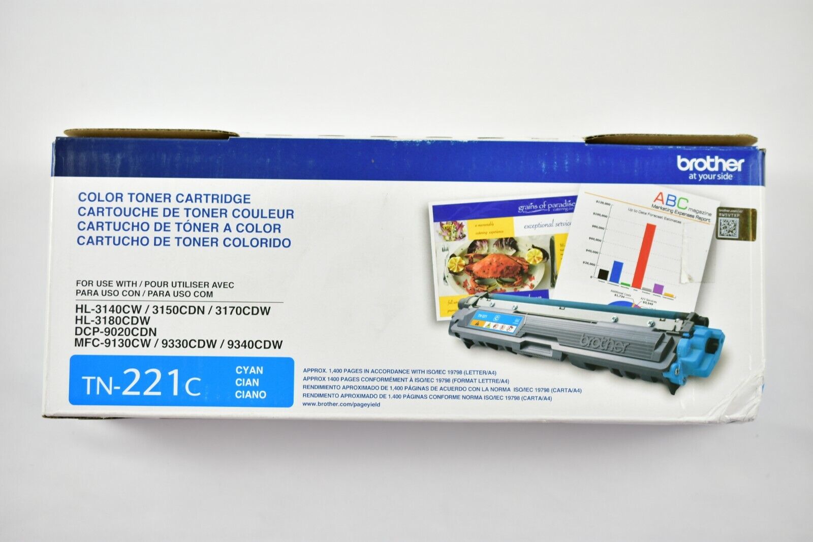 Brother TN221C Cyan Toner Cartridge Genuine for HL3140 DCP-9020 MFC-9130cdw...