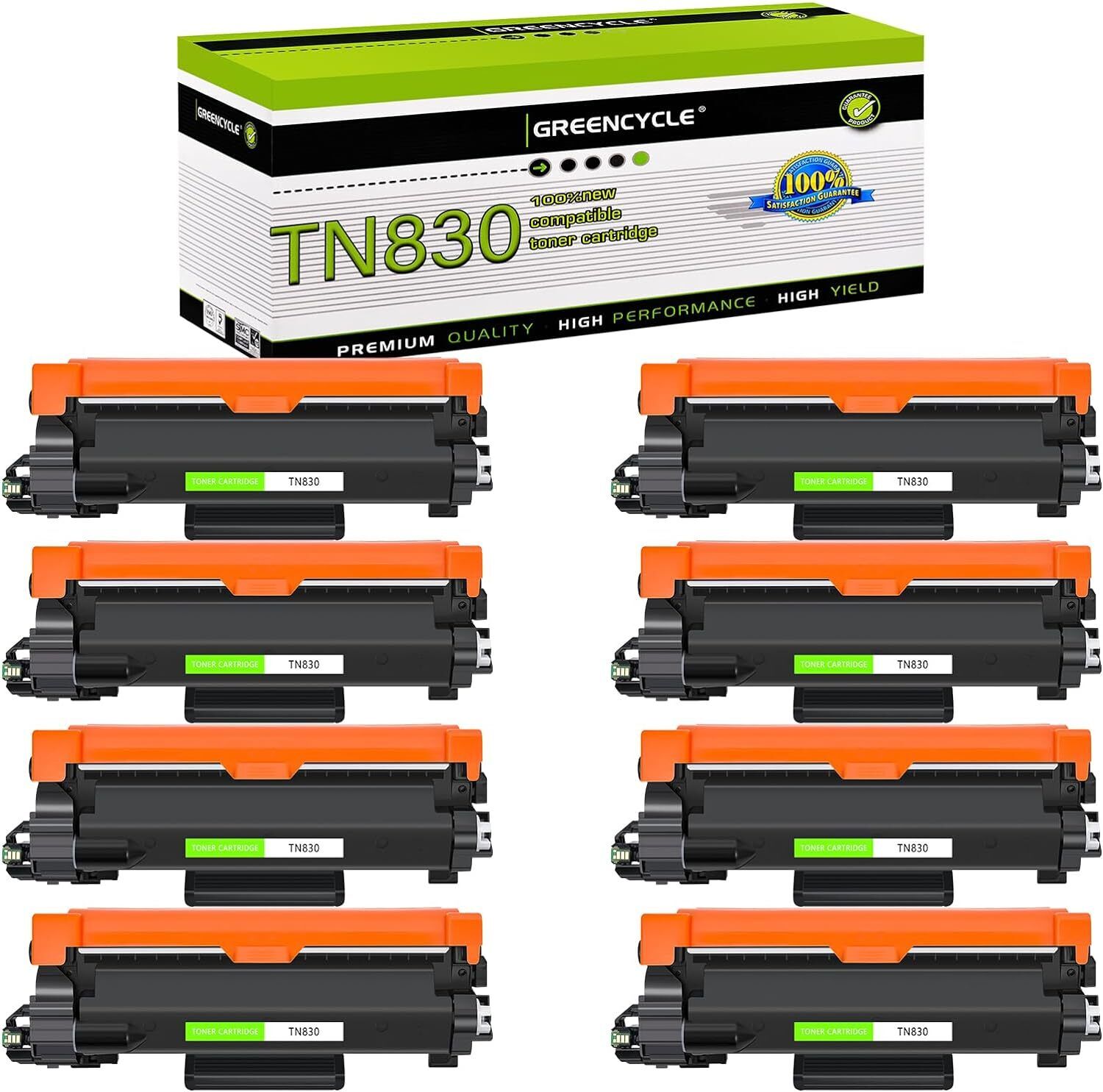 8 Pack Compatible TN830XL TN830 Toner Cartridge for Brother HL-L2400D, HL-L2405W