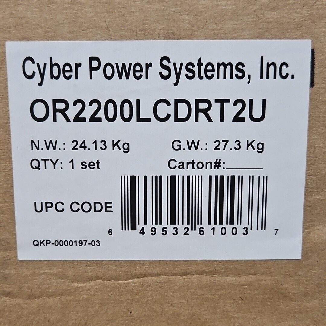 CyberPower OR2200LCDRT2U Smart App LCD Rack/Tower UPS 2200VA/1320W 8x NEMA 5-20R