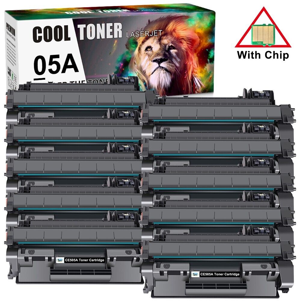 10 Pack CE505A 05A Toner Cartridge Fits for HP LaserJet P2030 P2035 P2050 P2055