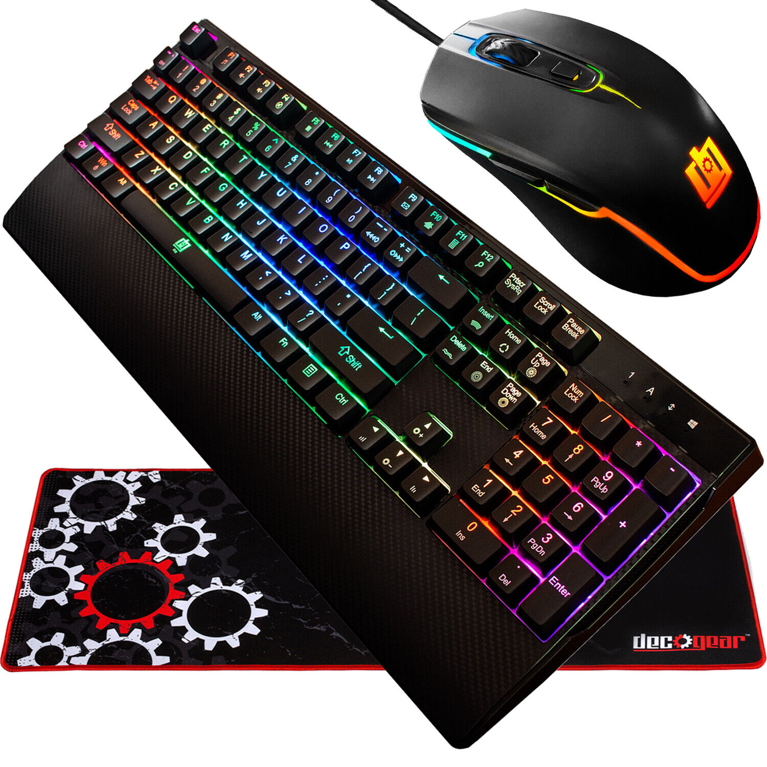 Mechanical Gaming Keyboard with RGB Mouse & Extended Mouse Pad (Deco Gear) 