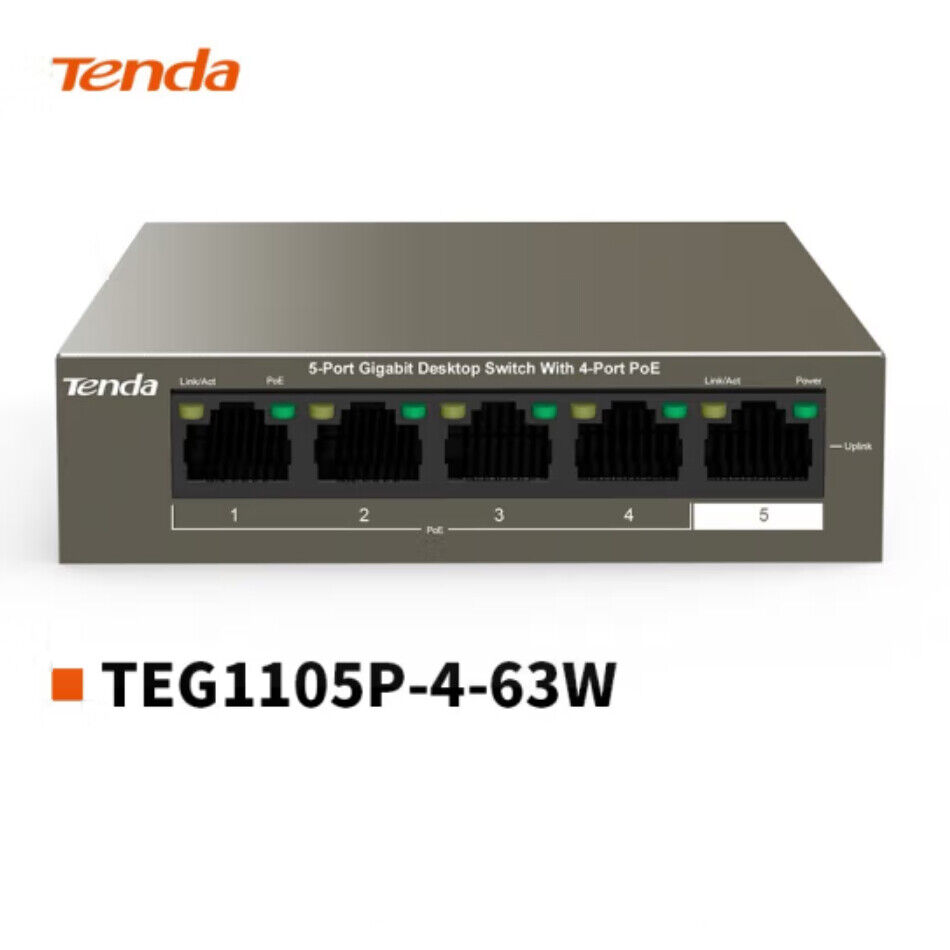 TEG1105P-4-63W 5 Gigabit Network Switches PoE Power Supply Switch VLAN