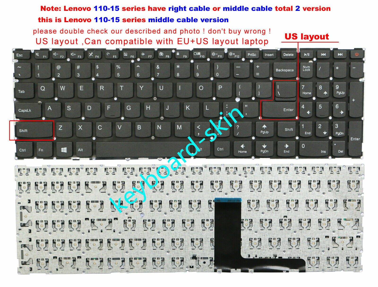 New Lenovo V110-15AST V110-15IAP V110-15IKB V110-15ISK Laptop Keyboard US Black