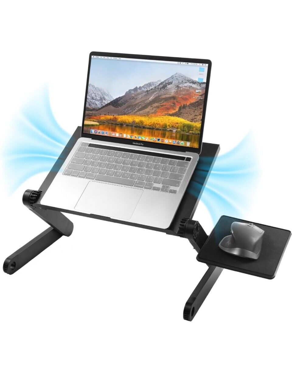 Adjustable Laptop Table Stand, Portable Laptop Desk, With Cooling Fan, Mousepad