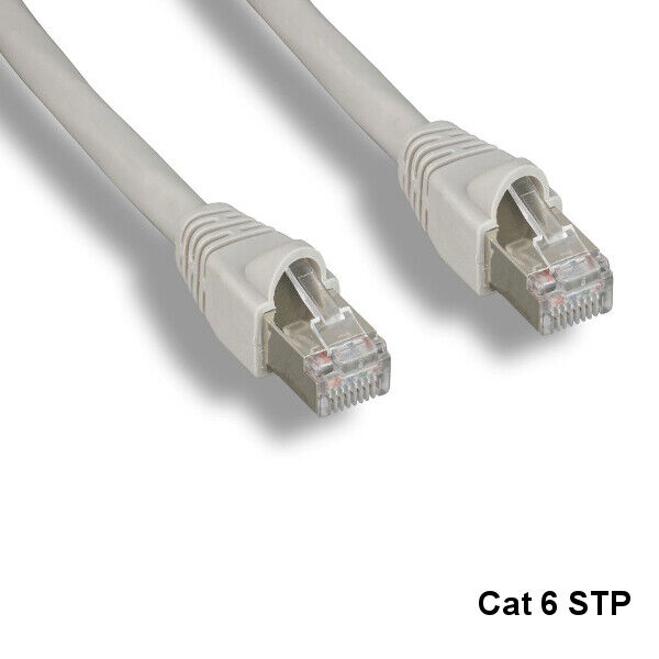 KNTK Gray 3ft Cat6 STP Cable Shielded 24AWG 550MHz Router Networking RJ45