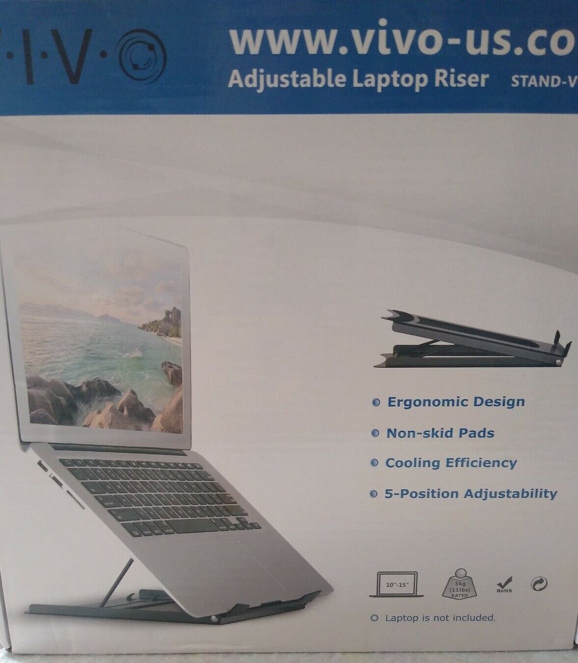 VIVO Black Adjustable Riser Stand Ergonomic Platform for 10\'\'-15\'\' Laptop