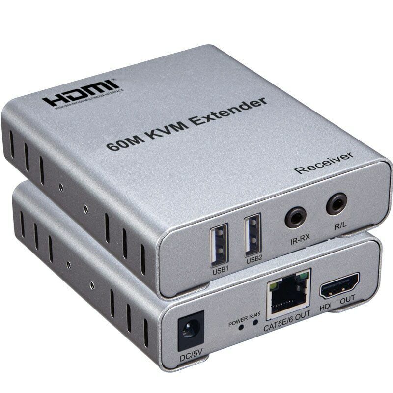 60m USB KVM HDMI Extender By RJ45 Ethernet Cable Transmitter Receiver Converter