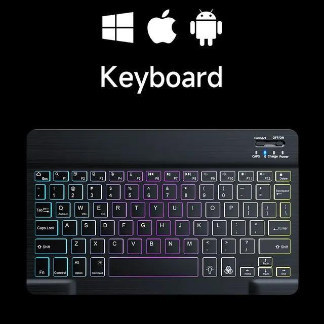 Mini Backlit Rgb 10inch Bluetooth Keyboard Wireless Mouse Rechargeable for Spani