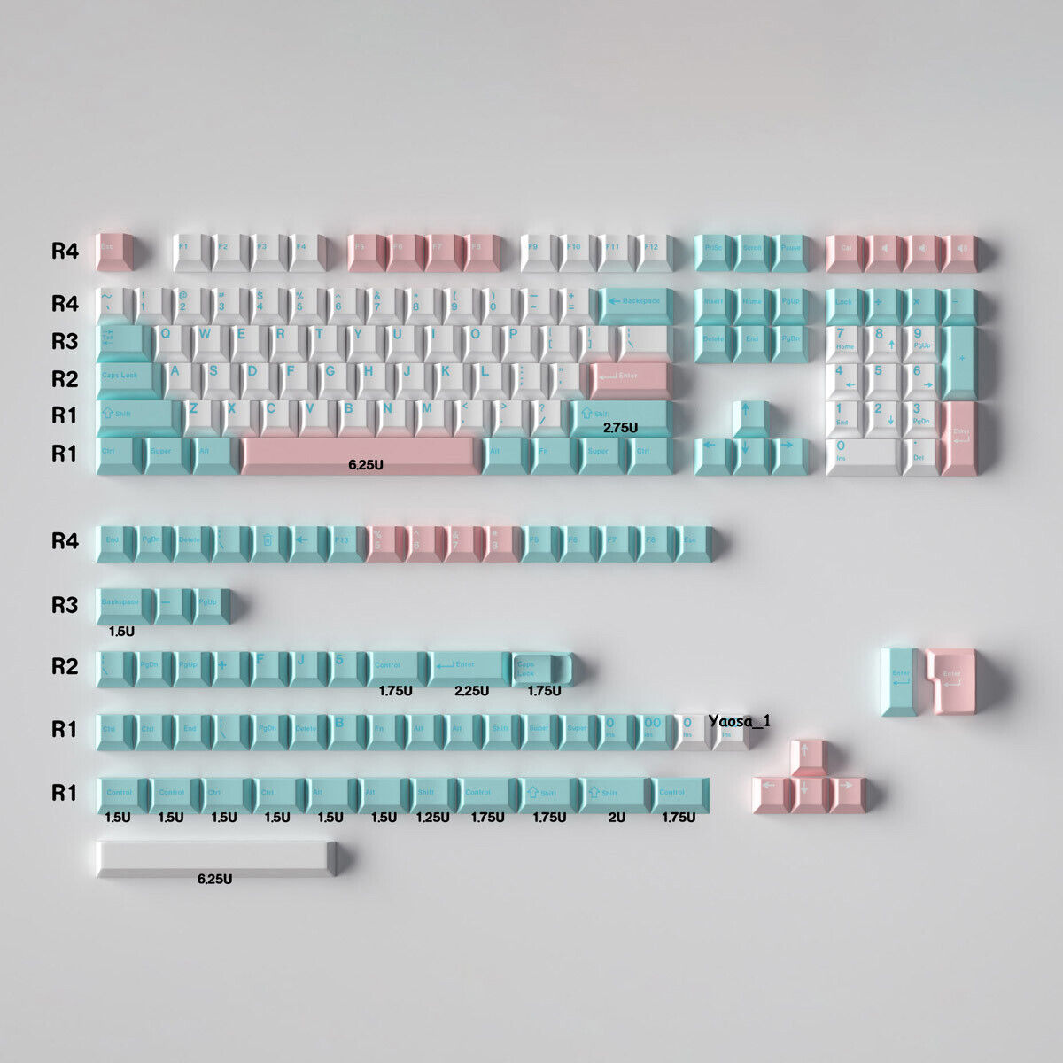 GMK Copy Astringent Pink/Blue/White Keycap Cherry Profile PBT 171PCS/Set