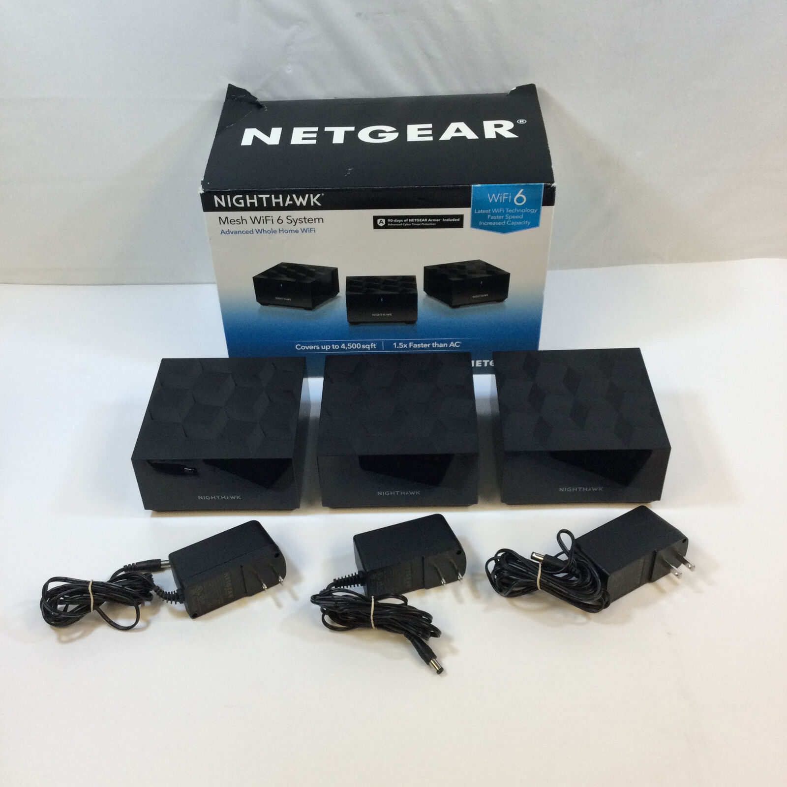 Netgear MK63S Black Nighthawk Advanced Whole Home Mesh WiFi 6 Router System Used