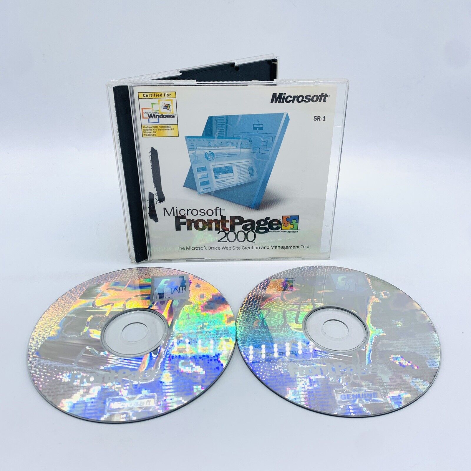 Microsoft FrontPage 2000 SR-1 For Windows PC 2-Disc Set w/ Key Tested Front Page