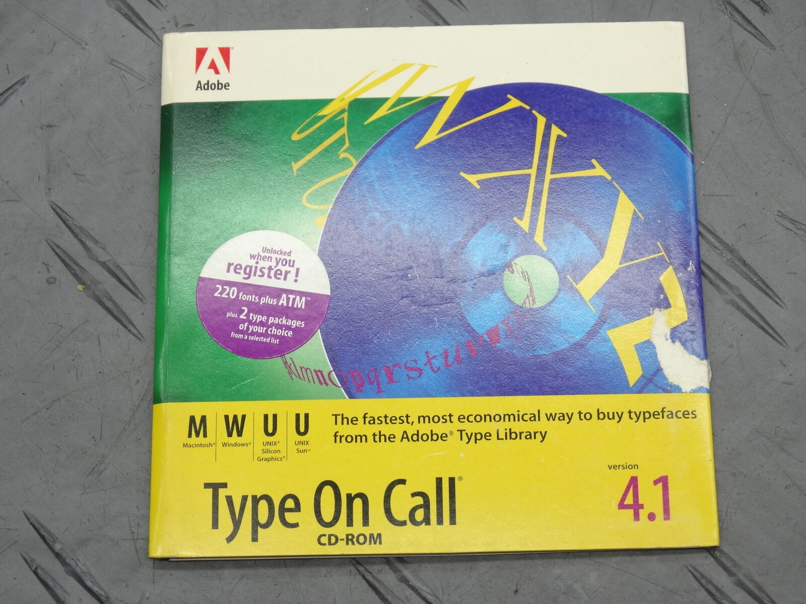 Adobe Type on Call CD Version 4.1 for Mac, Windowns, UNIX Vintage Collection