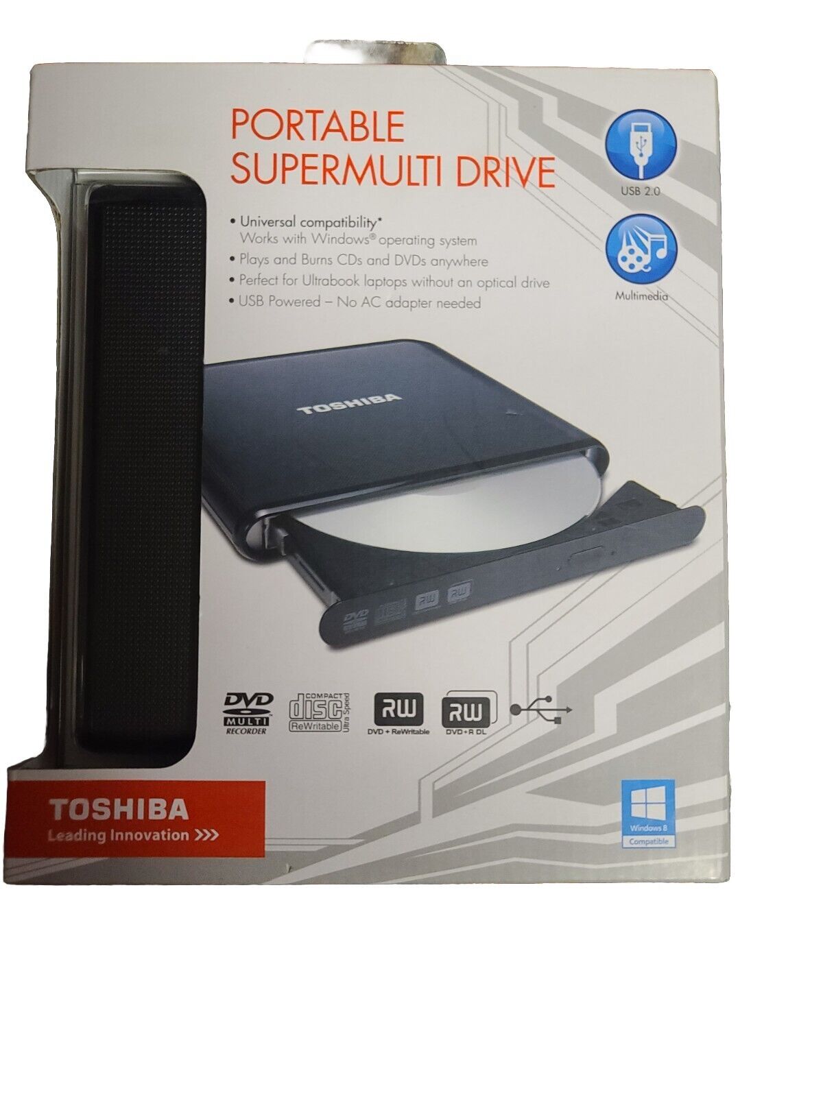 Toshiba Pa3834u-1DV2 USB 2.0 Portable DVD Super Multi Drive 