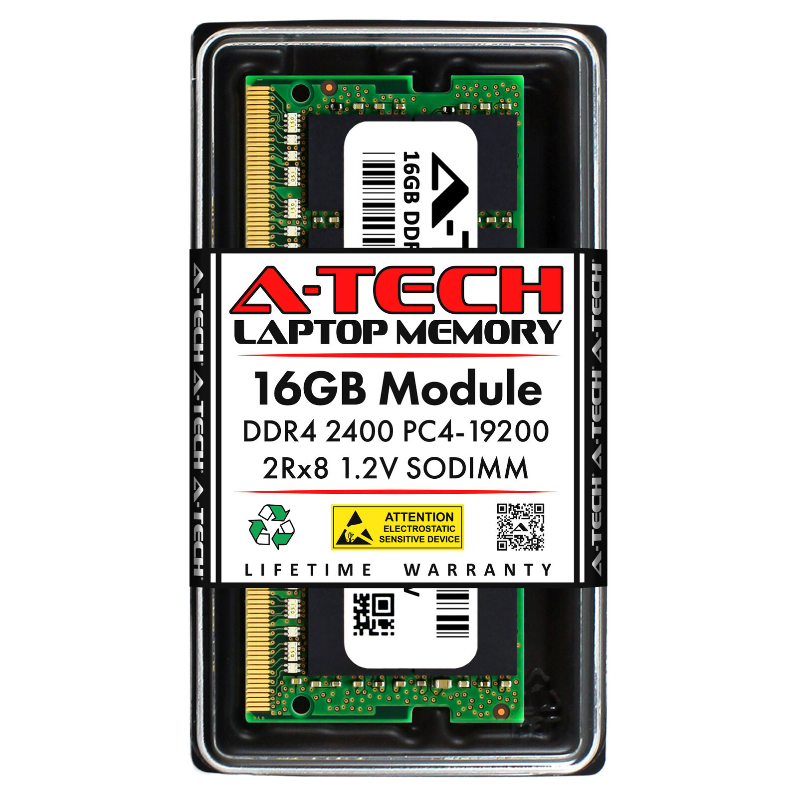 A-Tech 16GB DDR4 2400 MHz PC4-19200 Laptop SODIMM 260-Pin 2Rx8 Memory RAM 1x 16G