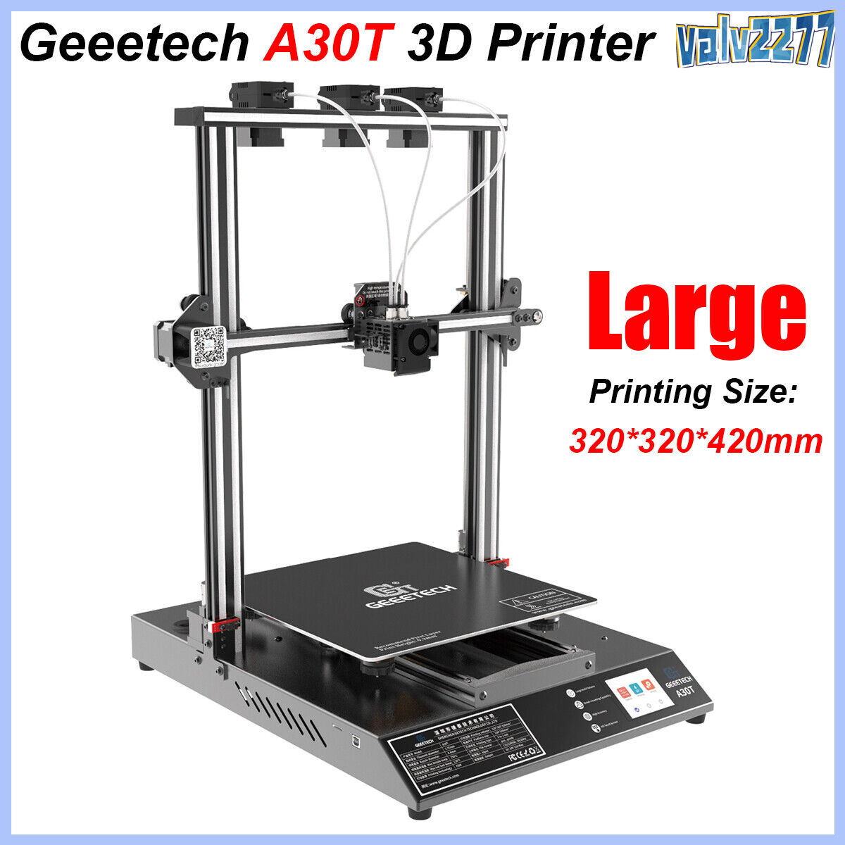 Geeetech A30T Large 3D Printer Triple Extruder w/ Touchscreen 320X320 X420mm³ US