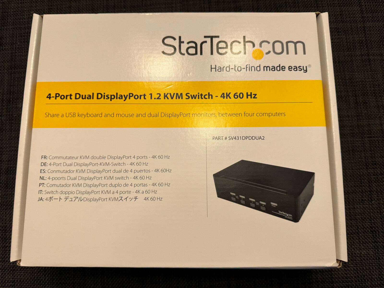 STARTECH.COM 4-PORT DUAL DISPLAYPORT KVM Switch 4K 60 Hz P# SV431DPDDUA2 NEW