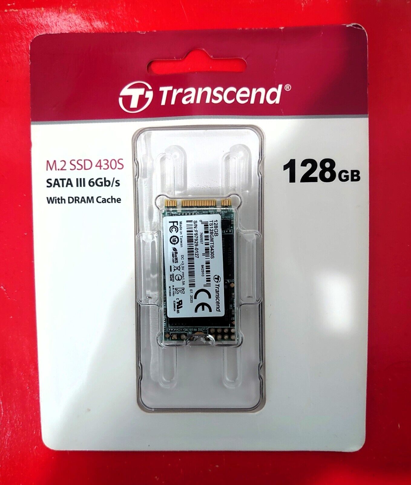 [NEW Transcend 128GB M.2 SSD TS128GMTS430S 2242 SATA III 6Gb/s 5yr Warranty]