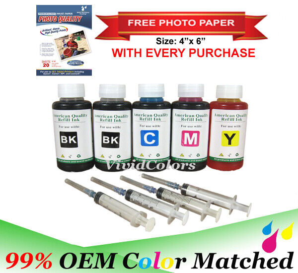 500ml 4 color bulk refill ink kit w syringe for ALL HP printers inkjet Printers
