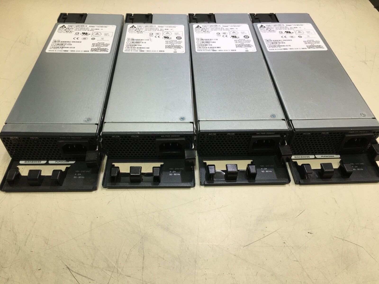 LOT OF 4:  DELTA DPS-250AB-86 A  SWITCHING POWER SUPPLY PWR-C2-250WAC 12V 20.83A