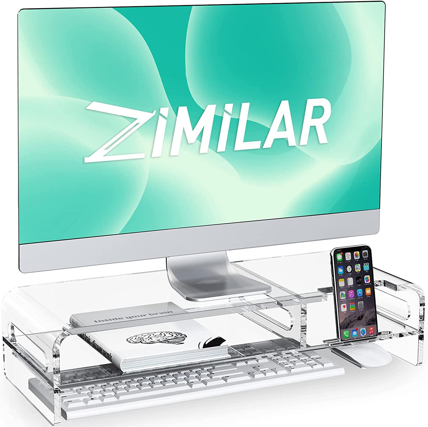 20-Inch Large Acrylic Monitor Stand Riser, 2-Tier Clear Monitor Riser, Acrylic L
