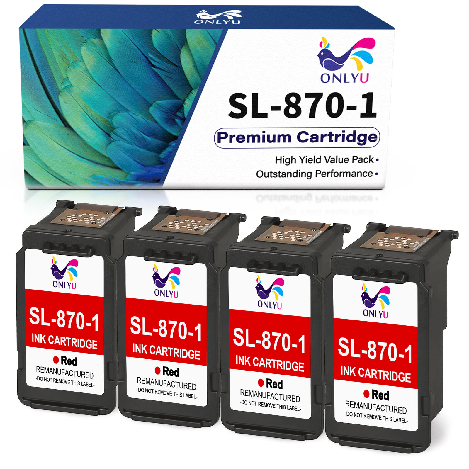 4-Pack | Pitney Bowes SL-870-1 Red Ink Cartridge for the SendPro Mailstation