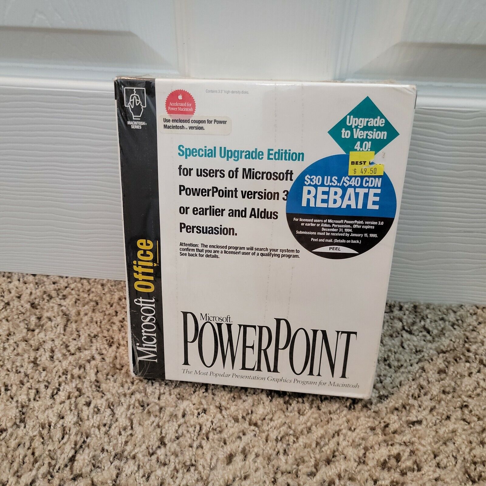 Microsoft Office Powerpoint Upgrade Version 4.0 Macintosh 1994 New Sealed 