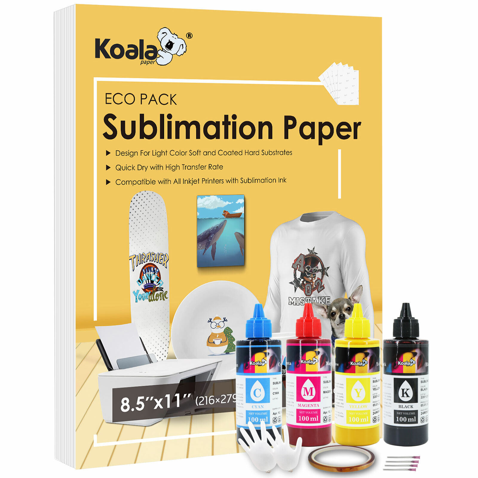 Bundle Koala Sublimation Paper 8.5x11 and Koala Sublimation Ink for Epson 400ML