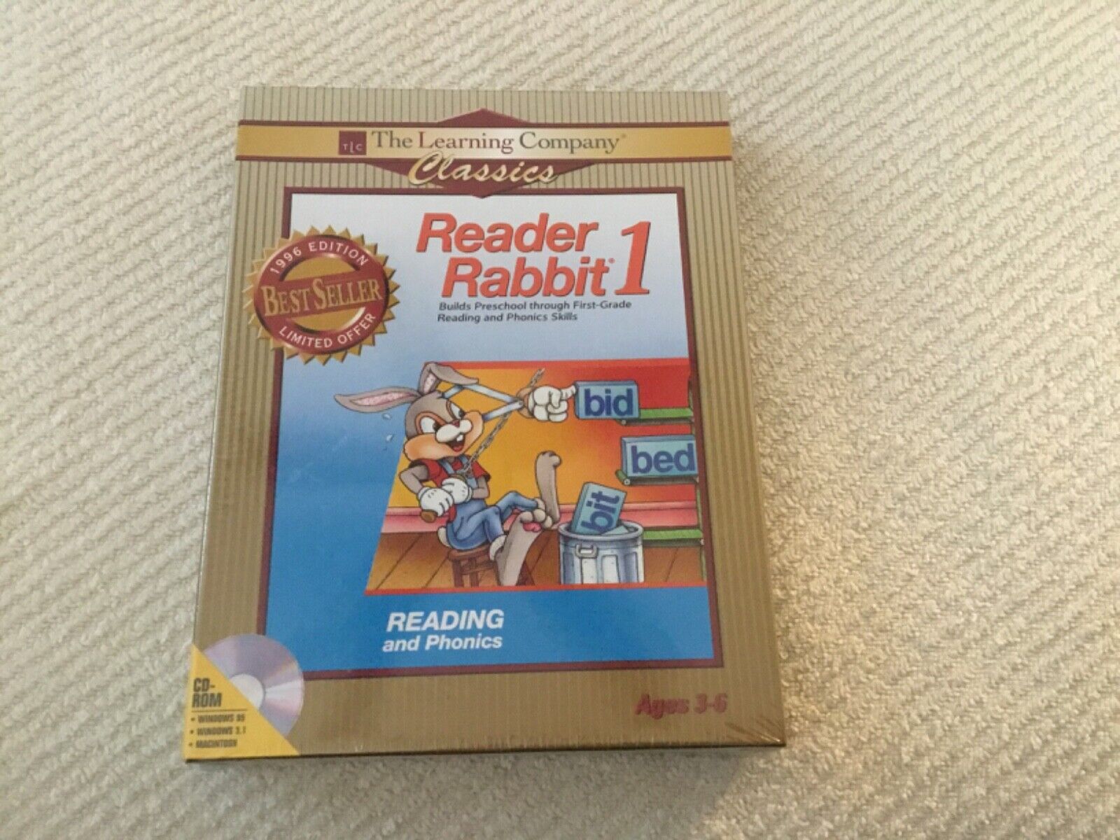 Reader Rabbit  1  reading & phonics CD-ROM Windows 95 & 3.1 Macintosh SEALED NEW