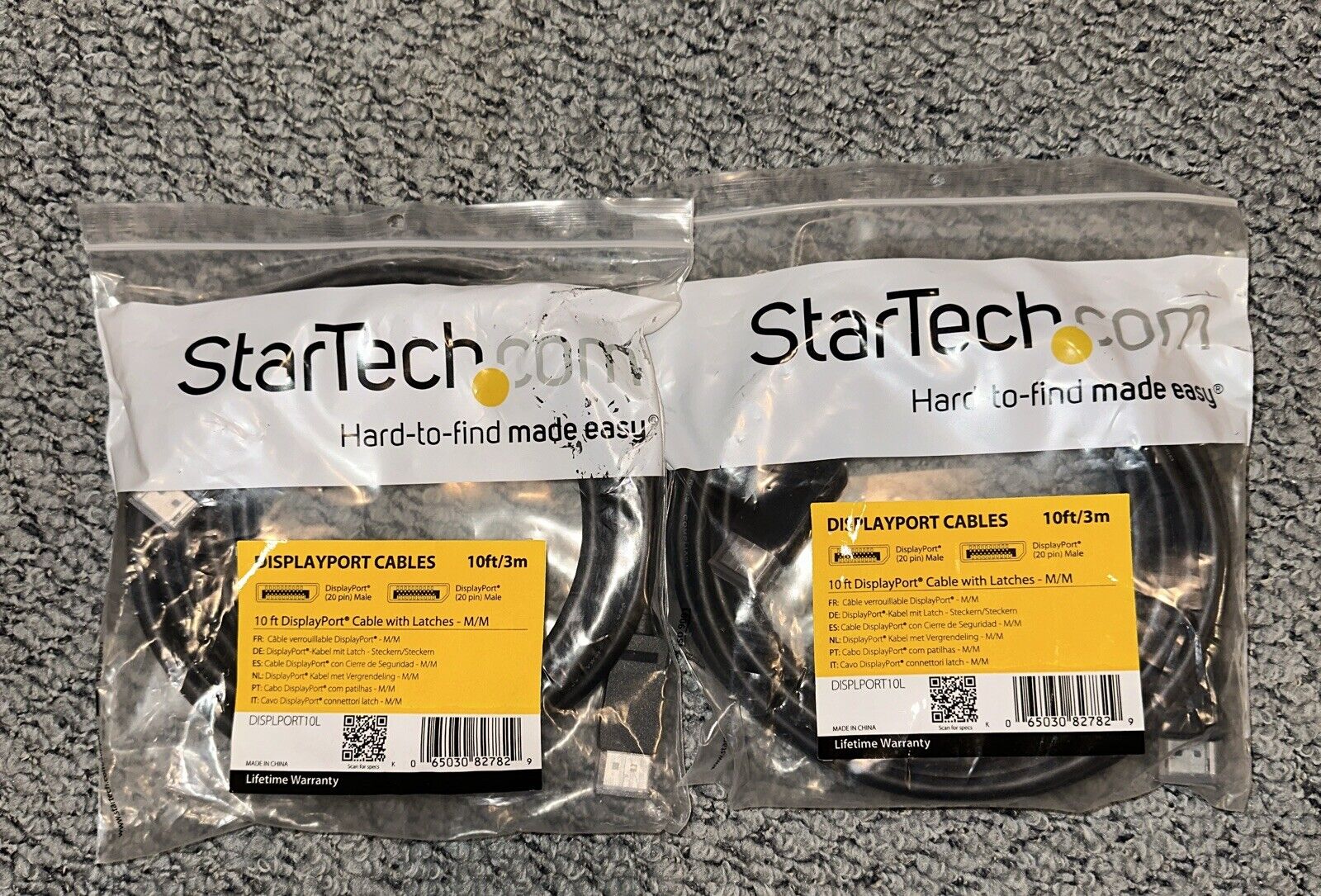 Lot of 2 10ft Displayport to Displayport Cable Monitor Lifetime Warranty