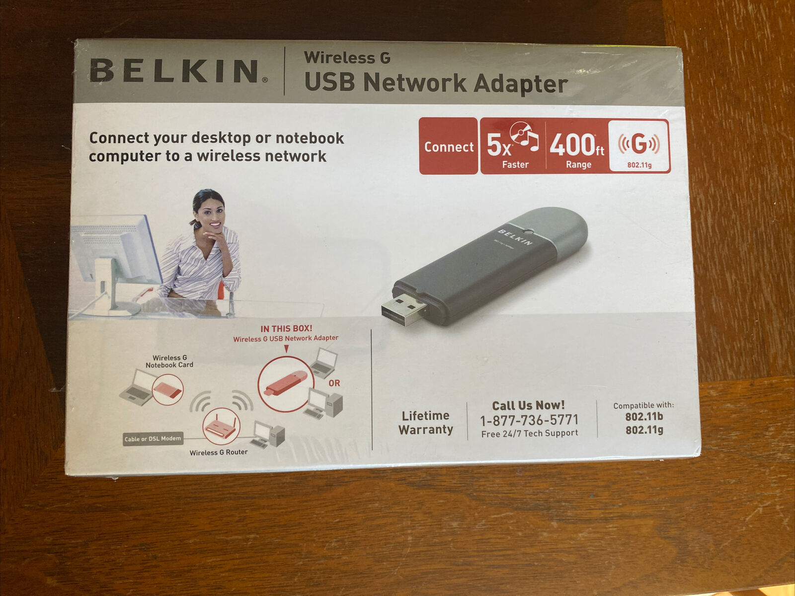 New In Box Belkin Wireless G USB Network Adapter Version 3000