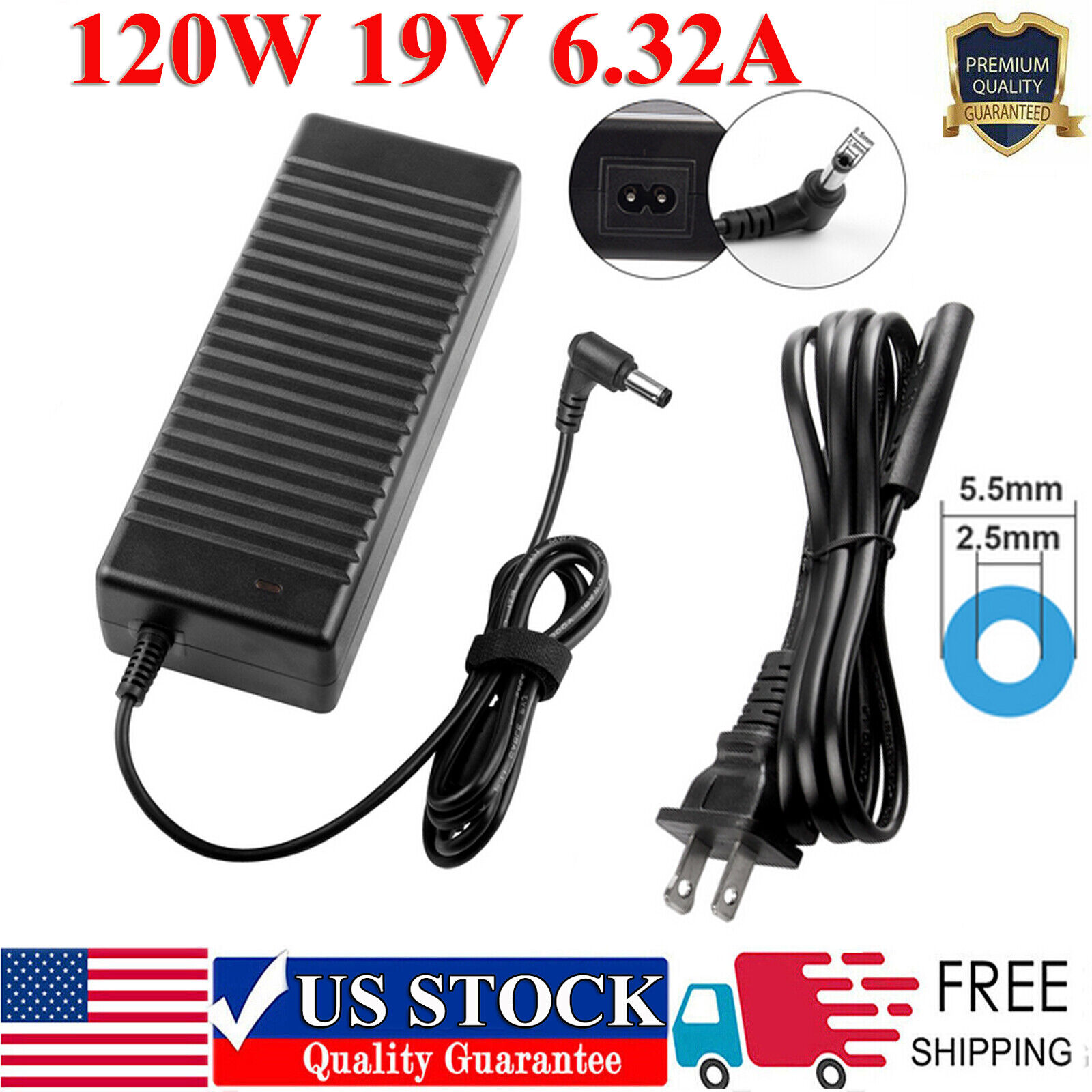120W 19V 6.32A AC Adapter Charger 5.5*2.5mm For ASUS Laptop Power Supply Cord F