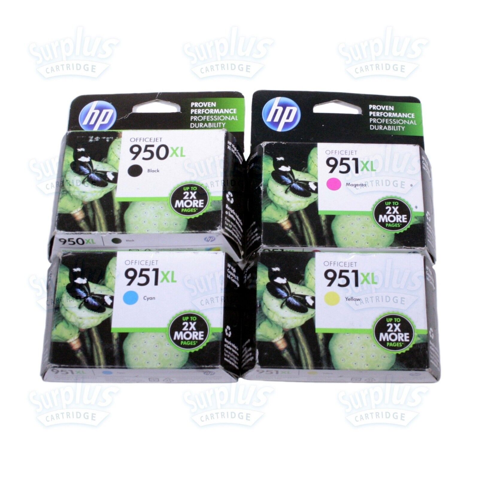 4pk Genuine HP 950XL Black & 951XL 3-Color OfficeJet 8620 8600 8630 (Retail Box)