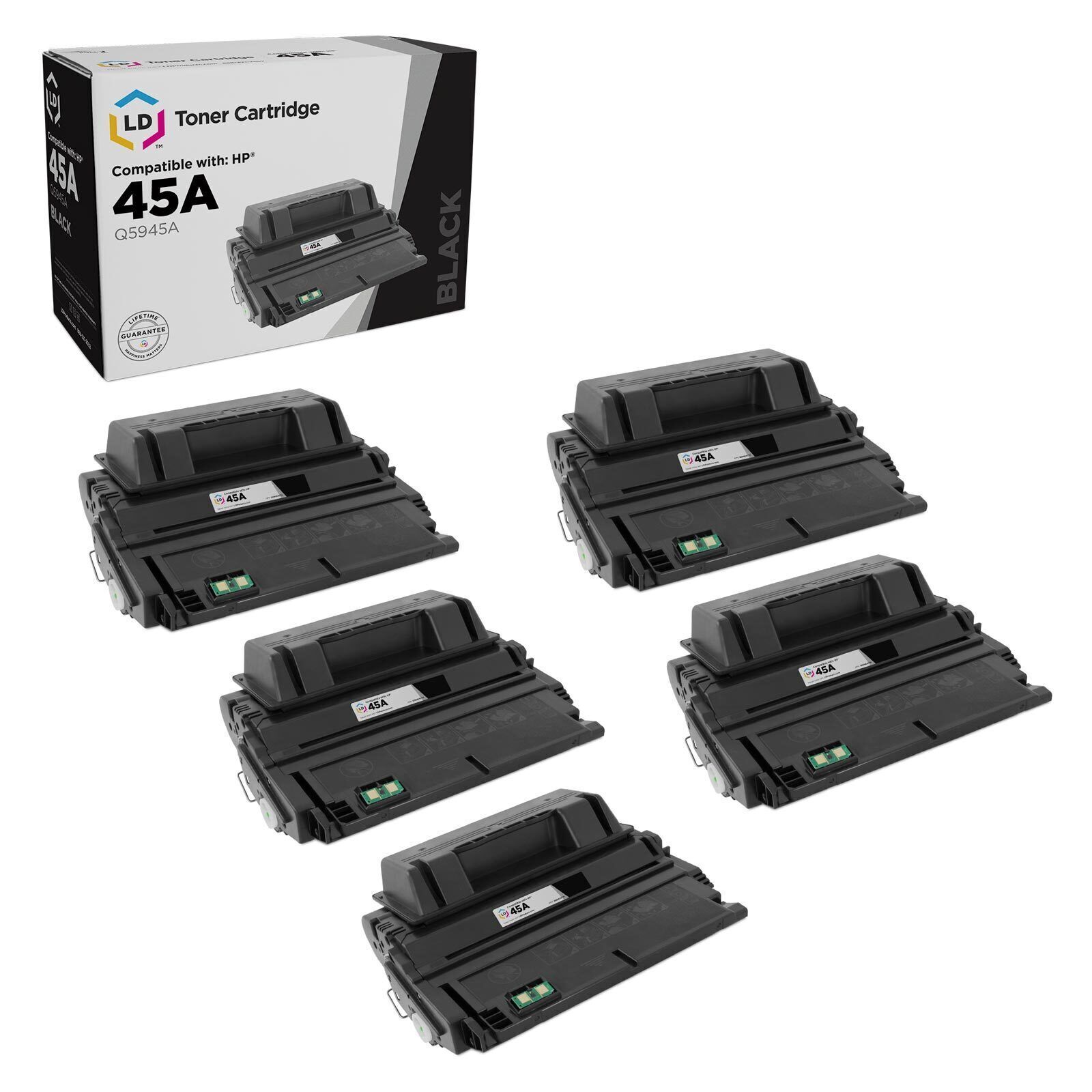 LD Compatible Replacements for HP 45A / Q5945A 5PK Black Toner Cartridges