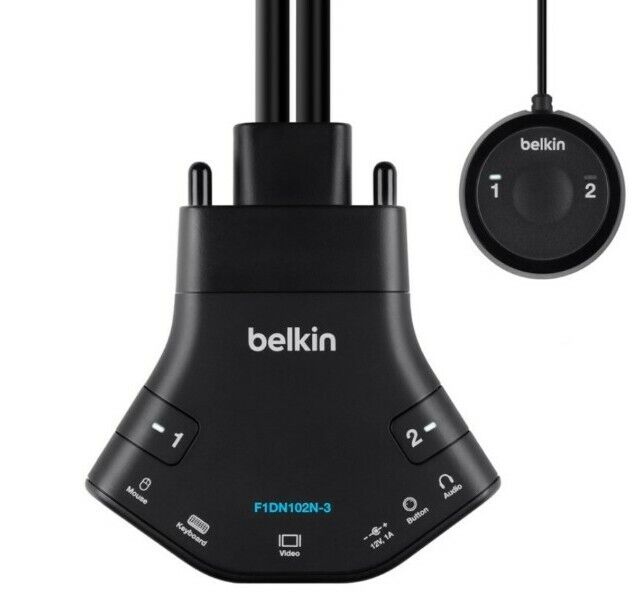 Belkin Secure Flip 2-Port KVM Switch F1DN102N-3 EUROPE EU type C adapter READ**