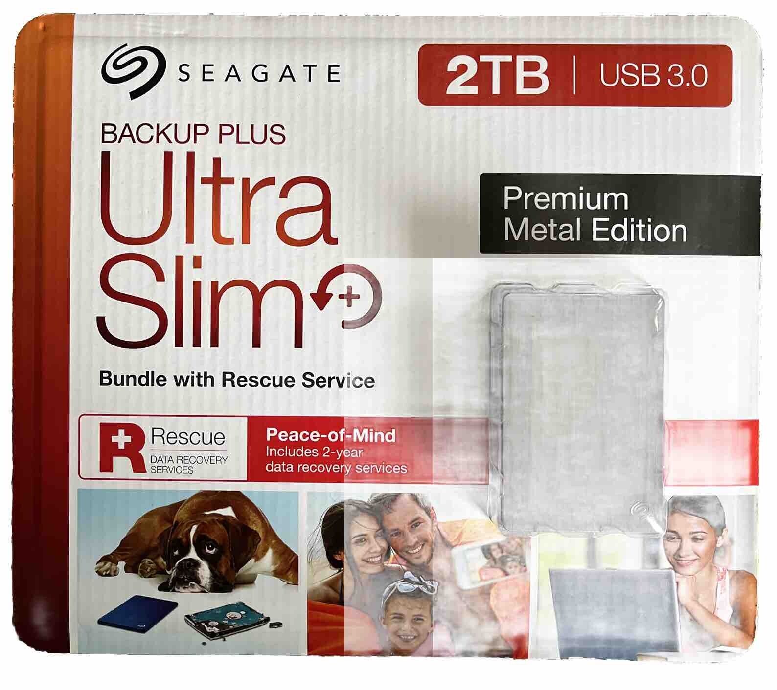 Seagate Backup Plus Ultra Slim 2TB Premium Metal Edition Portable Hard Drive NEW