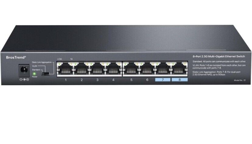 BrosTrend 8-Port 2.5G Ethernet Switch Multi-Gigabit Unmanaged Network Switch ...
