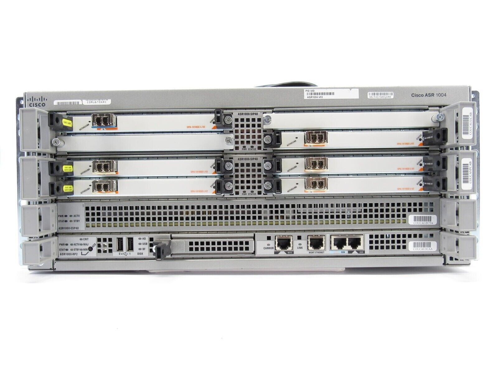 Cisco ASR1004 / 6x SPA-1X10GE-L-V2 / ASR1000-ESP40 / ASR1000-RP2 Dual PSU