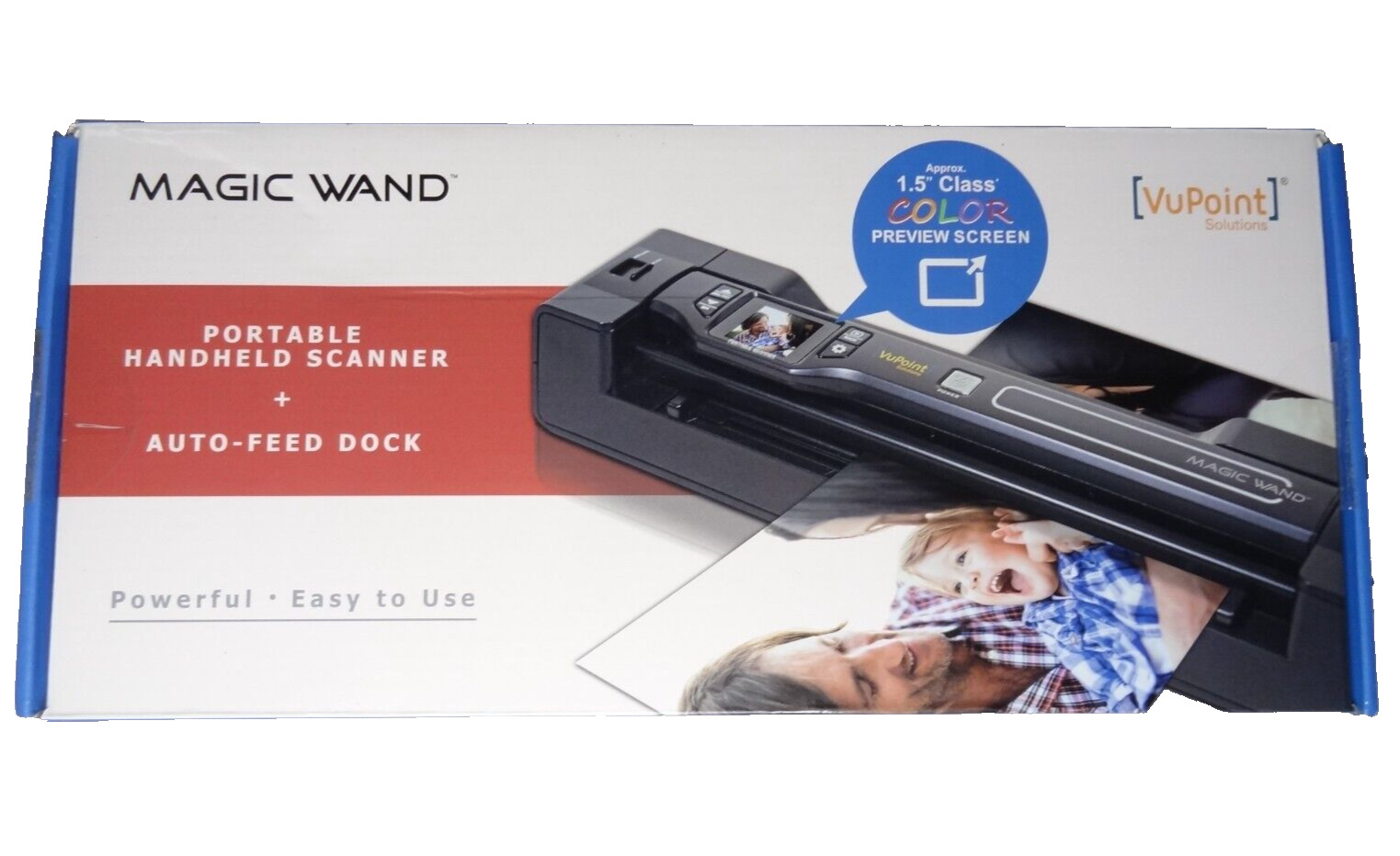 VuPoint Magic Wand Portable Handheld Scanner Auto-Feed Dock PDSDK-ST470R-VP Red